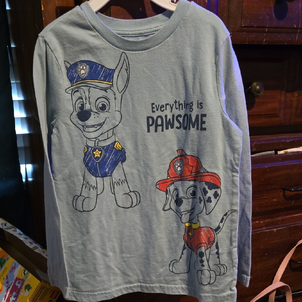 !!.               Girls Size 6 Light Blue Paw Patrol Long Sleeve Tee